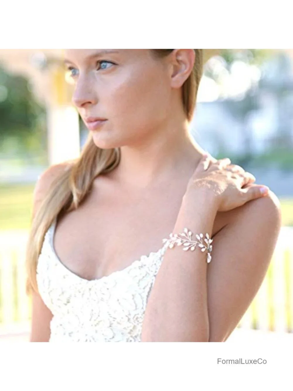 Crystal Pearl Bridal Bracelet 7-8.5 In Silver Chain Lobster Claw
